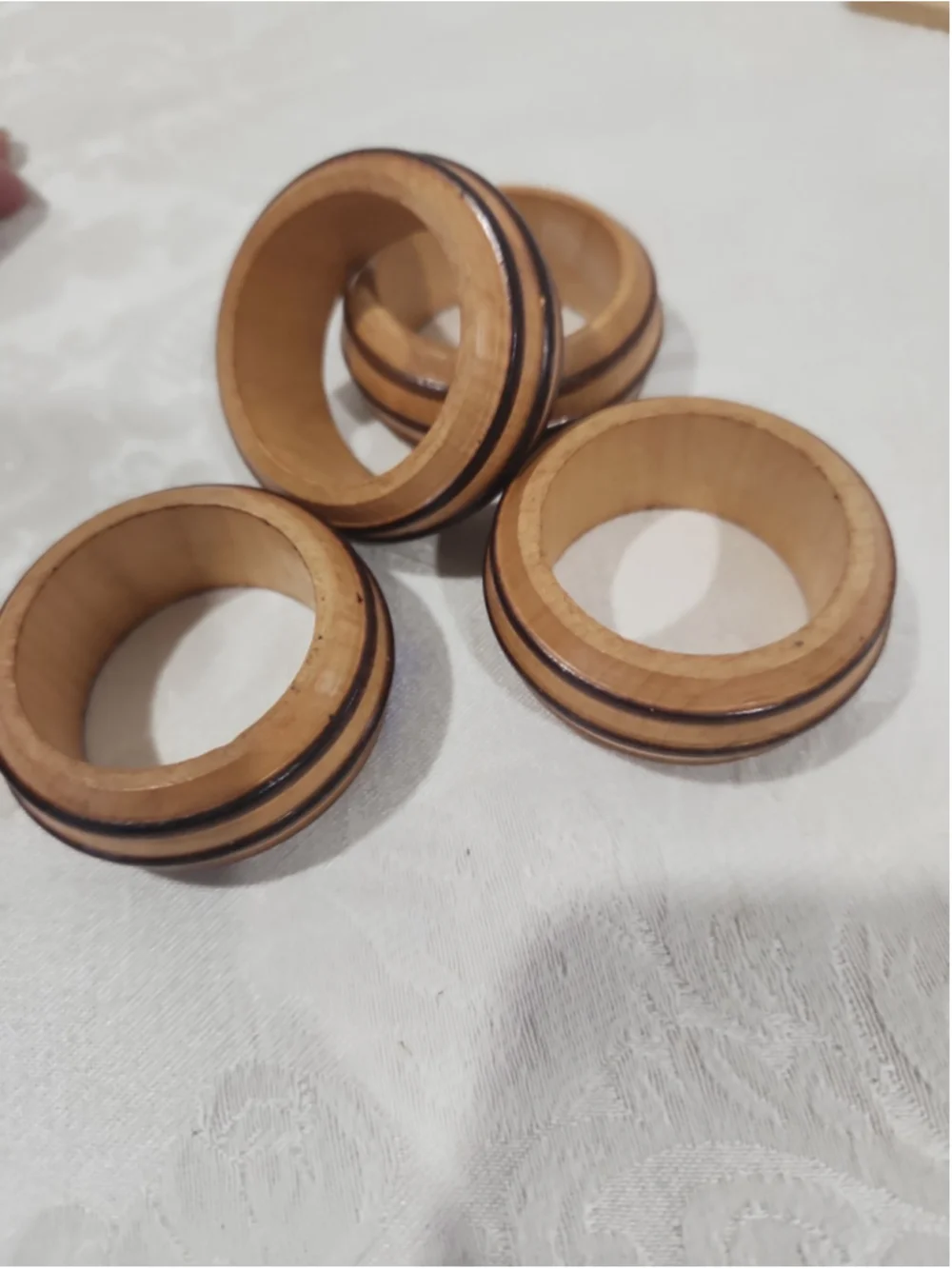 Vintage Wood Wooden Napkin Rings x4